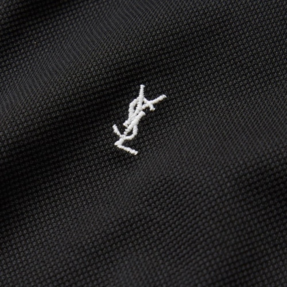 Saint Laurent Pique YSL Logo Polo, Black Med-Large - Picture 3 of 8